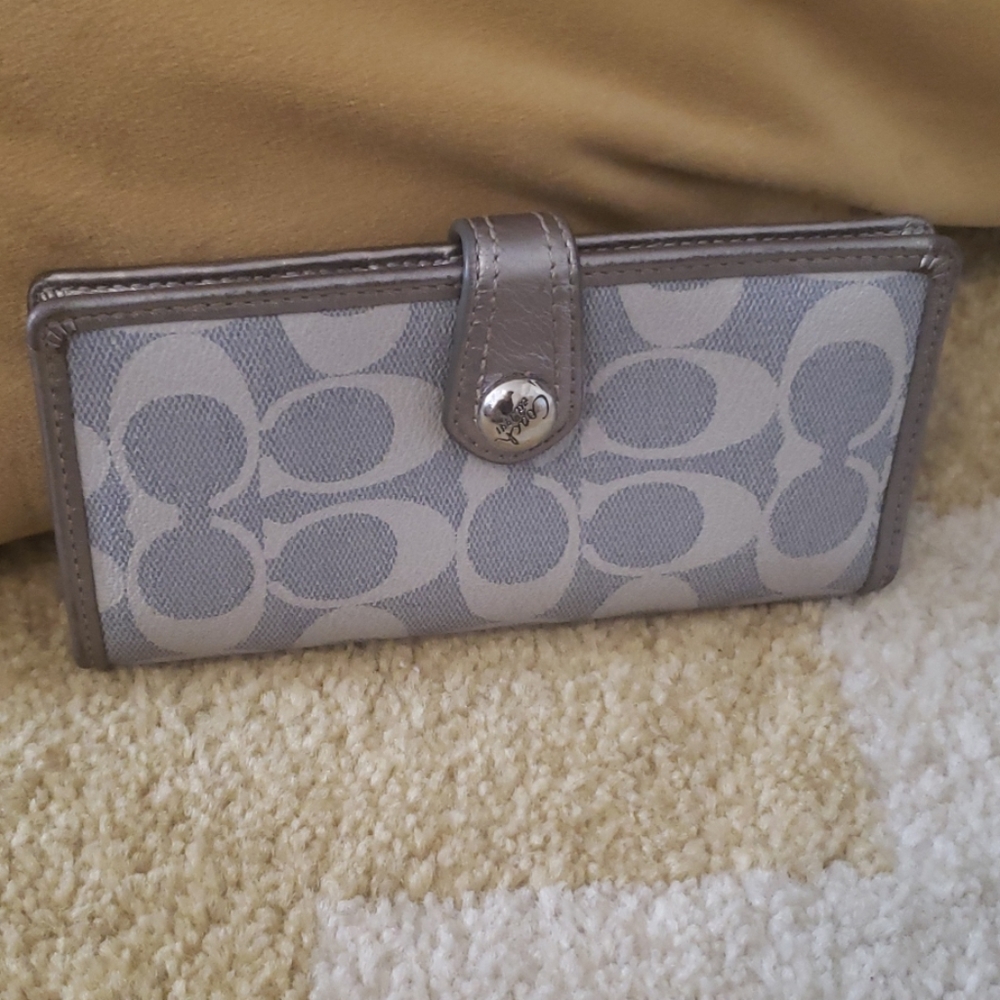 Blue Silver Metallic Coach Wallet